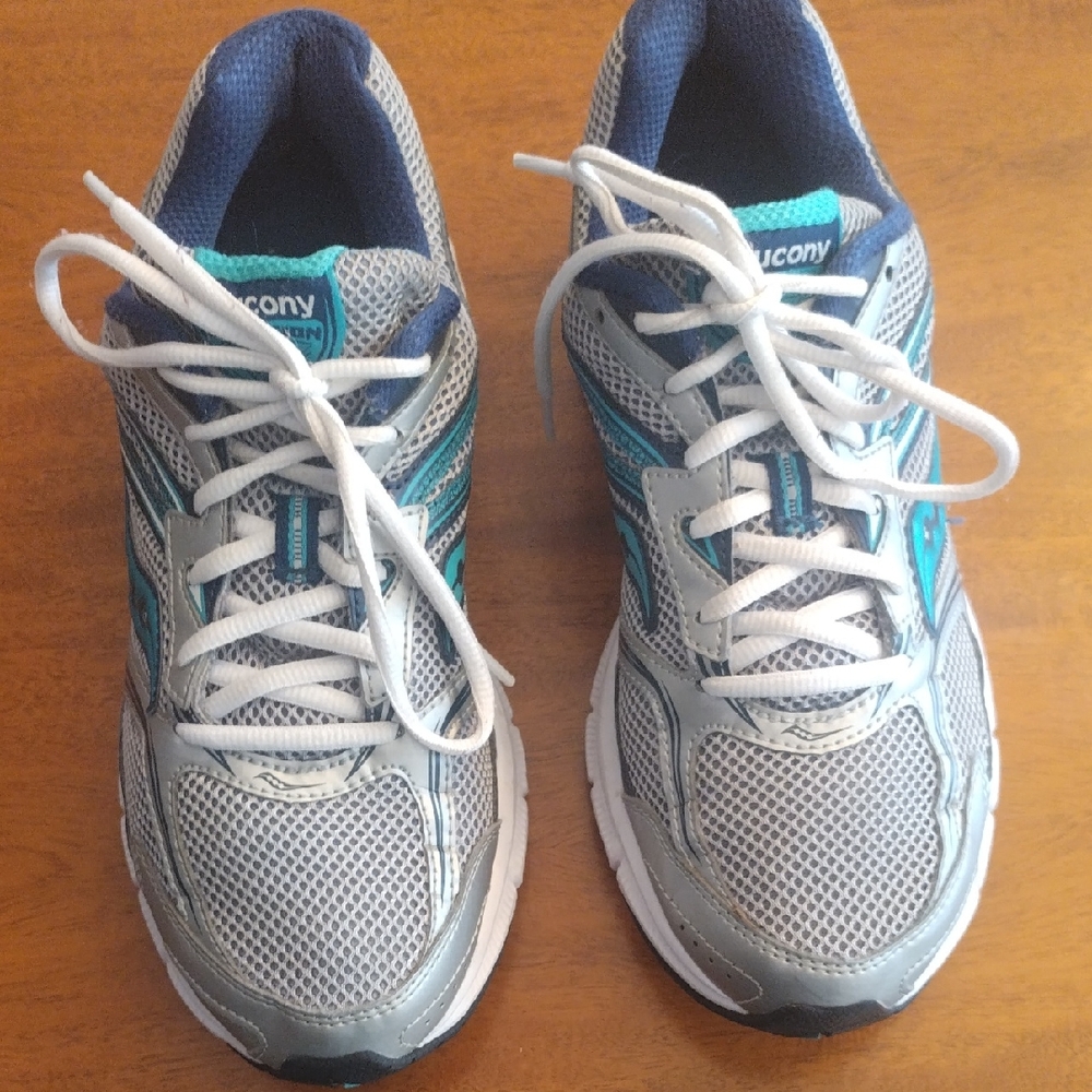 Saucony Cohesion 9 Silver and Teal Athletic Shoes